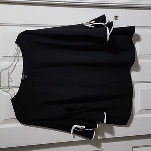 Talbots Black Blouse with White Trim